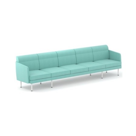Canapé modulaire professionnel ARCIPELAGO 5 places avec accoudoirs et piètement métal.