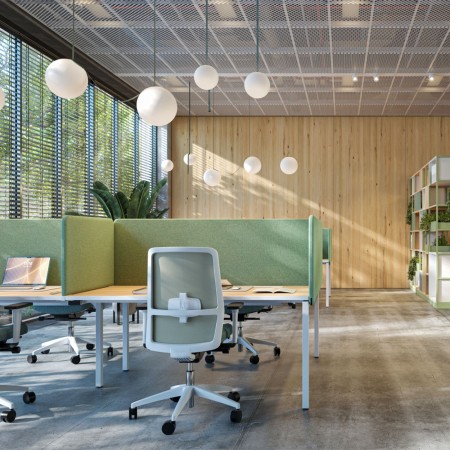 Cloison acoustique latérale TOP 530 dans un espace de travail moderne à Lausanne.