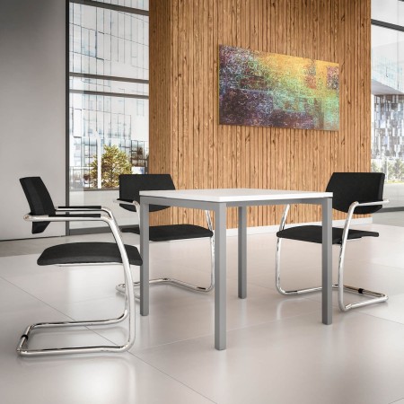 Table de réunion carrée plateau blanc - Nova U 2