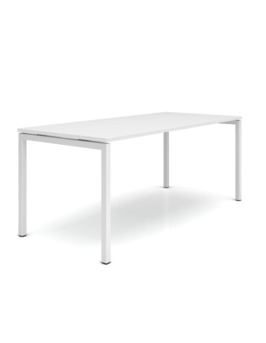 Table de réunion rectangulaire plateau blanc - Nova U