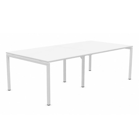 Table de réunion rectangulaire plateau blanc - Nova U