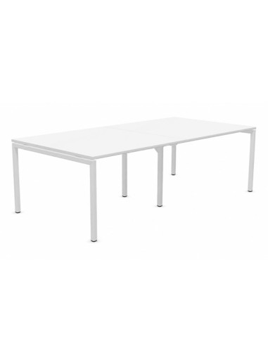 Table de réunion rectangulaire plateau blanc - Nova U