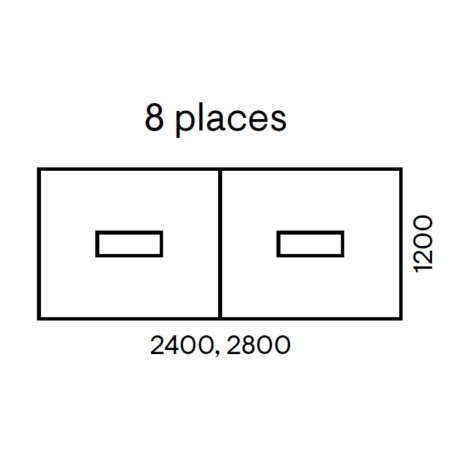 Dimensions table de réunion 8 à 10 places avec top access - Nova U