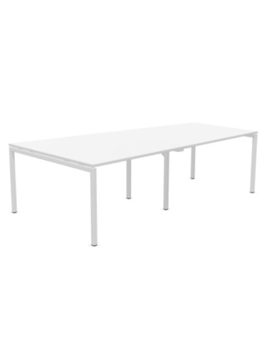 Table de réunion trapézoïdale plateau blanc - Nova U