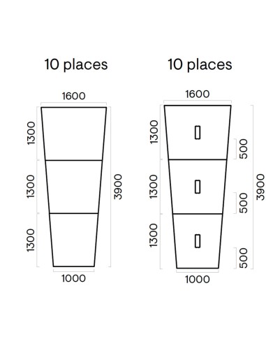 Dimensions table de réunion trapézoïdale - Nova U