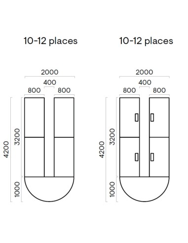 Dimensions table de réunion en U - Nova U