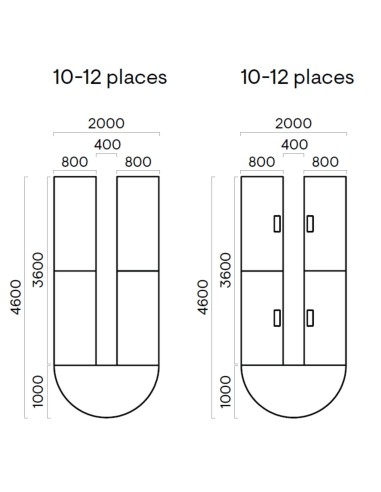 Dimensions table de réunion en U - Nova U