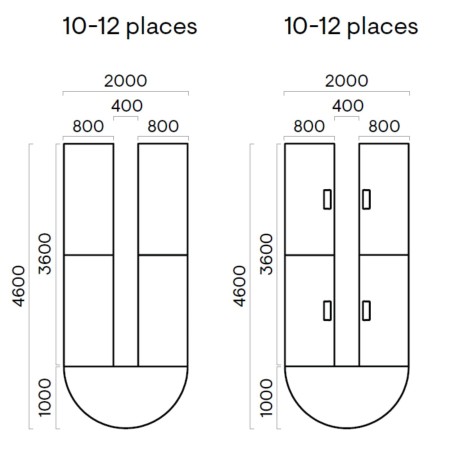 Dimensions table de réunion en U - Nova U