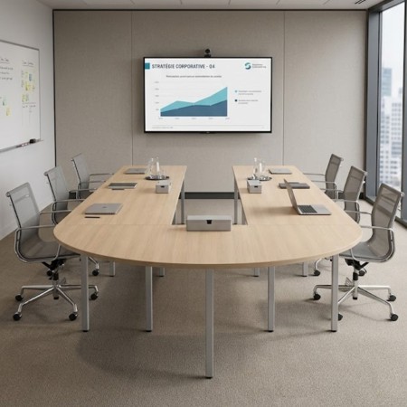 Table de réunion en U finition bois - Nova U 2