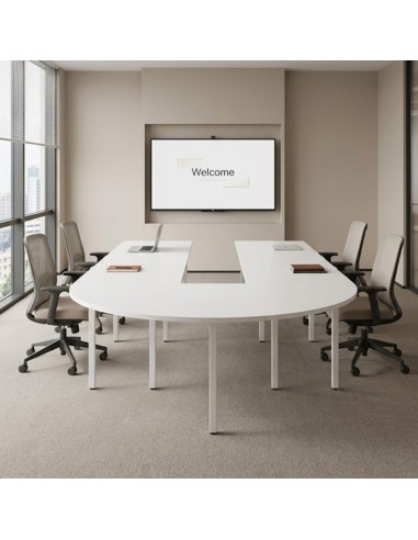 Table de réunion en U plateau blanc en réunion - Nova U