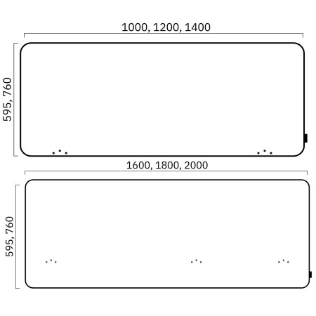 Dimensions de l'écran acoustique frontal TOP 530 pour bureau.