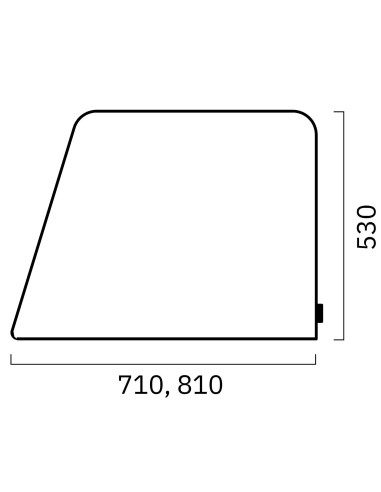 Dimensions de la séparation acoustique TOP 530 chanfreinée bench latérale.