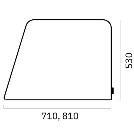 Dimensions de la séparation acoustique TOP 530 chanfreinée bench latérale.