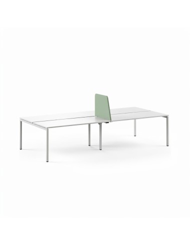 Écran acoustique chanfreiné TOP 530 vert pour bench NOVA à quatre postes.