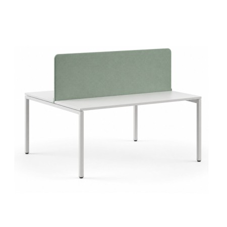 Écran acoustique frontal vert TOP 530 installé sur un bench NOVA à deux postes.