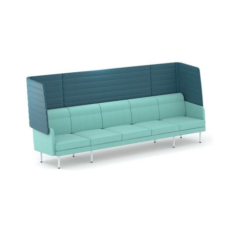Canapé 5 places ARCIPELAGO avec haut dossier acoustique pour espace lounge professionnel.