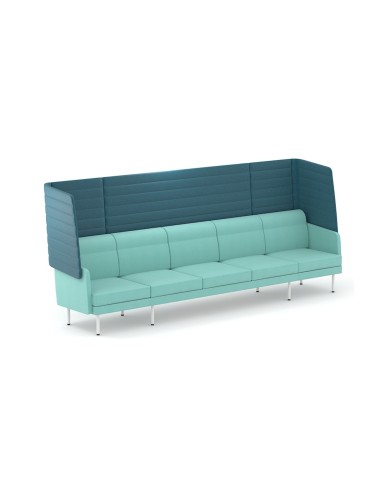 Canapé 5 places ARCIPELAGO avec haut dossier acoustique pour espace lounge professionnel.