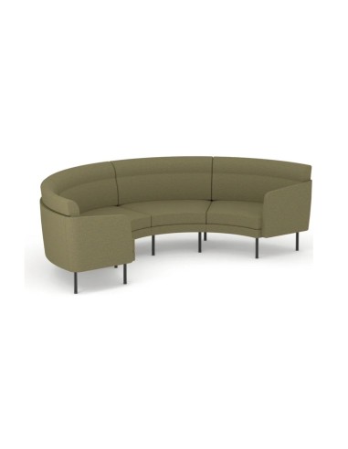Canapé incurvé 4 places en C ARCIPELAGO modulaire vert militaire.