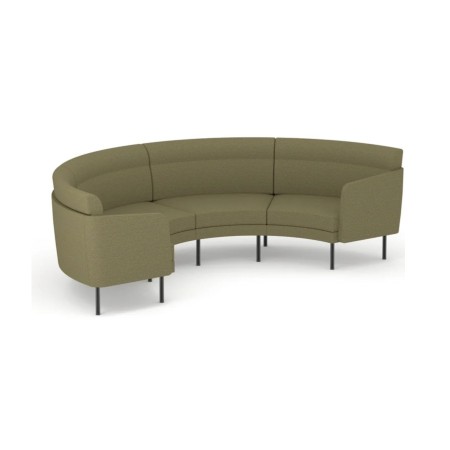Canapé incurvé 4 places en C ARCIPELAGO modulaire vert militaire.