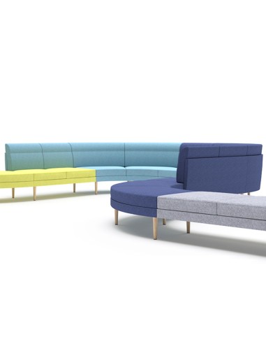 Canapé incurvé 10 places en U ARCIPELAGO modulaire et personnalisable pour espaces pro.