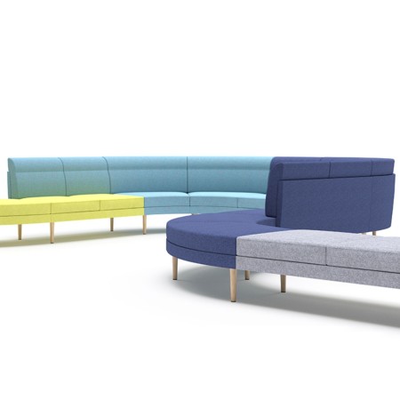 Canapé incurvé 10 places en U ARCIPELAGO modulaire et personnalisable pour espaces pro.