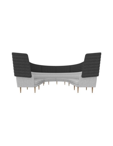 Vue de face du canapé modulaire haut dossier ARCIPELAGO gris pour espaces semi confidentiels.