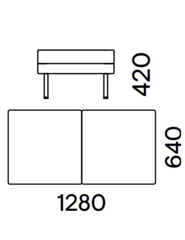 Dimensions de la banquette 2 places ARCIPELAGO.