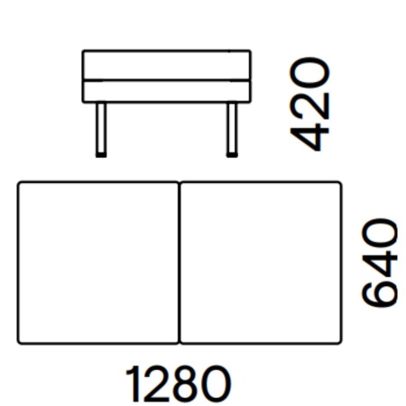 Dimensions de la banquette 2 places ARCIPELAGO.