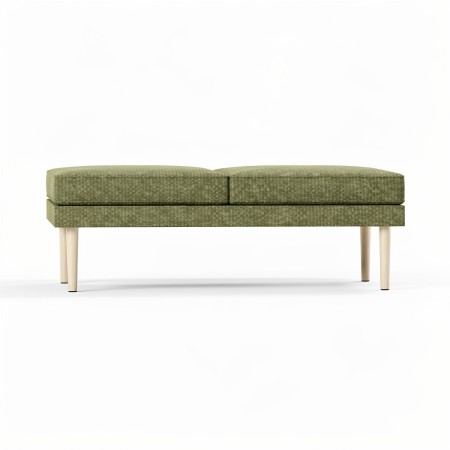 Pouf ARCIPELAGO 2 places vert en tissu sur piètement fin.