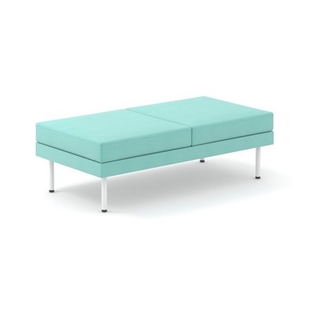 Banquette lounge ARCIPELAGO 2 places sans dossier en tissu bleu.