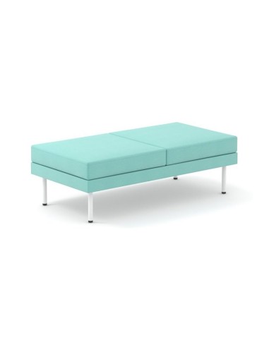 Banquette lounge ARCIPELAGO 2 places sans dossier en tissu bleu.
