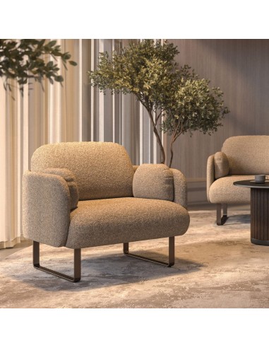 Fauteuil lounge MYAMI aménagé dans un espace d'accueil professionnel contemporain à Genève.