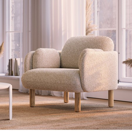 Chaise lounge MYAMI avec pieds en frêne et rembourrage confort dans un espace d'accueil professionnel à Sion.