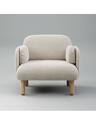 Fauteuil lounge MYAMI avec pieds en frêne massif vue de face.