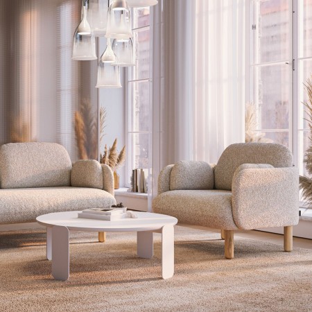Fauteuil lounge MYAMI avec quatre pieds en frêne massif et revêtement tissu. 2