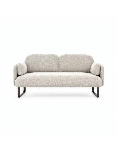 Canapé lounge 2 places MYAMI avec piètement sled métal vue de face en coloris gris.