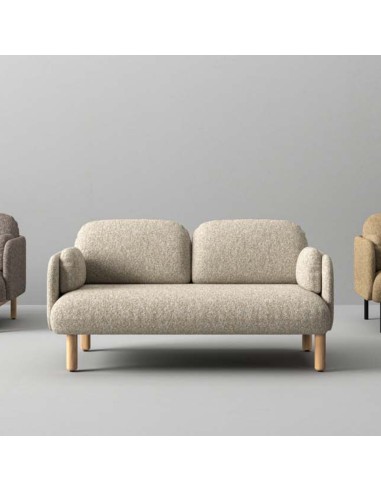 Canapé lounge beige pieds en bois massif pour espaces lounge professionnels design MYAMI.