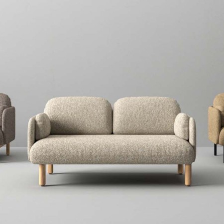 Canapé lounge beige pieds en bois massif pour espaces lounge professionnels design MYAMI.