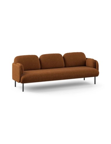 Canapé lounge MYAMI 3 places en tissu avec quatre pieds métalliques thermolaqués.