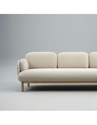 Canapé lounge 3 places en frêne massif MYAMI en tissu blanc pour entreprise design.
