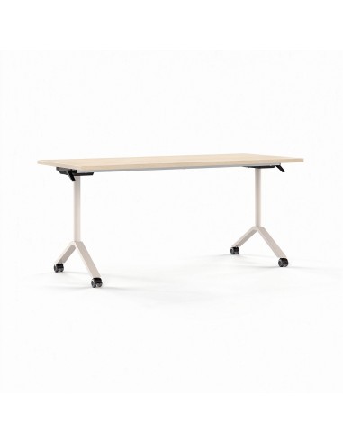 Table FLIPTOP 120 x 45 cm avec plateau en chêne naturel rabattable et roulettes.