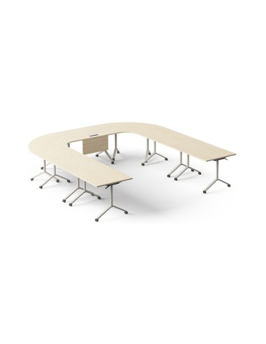 Tables de conférence mobiles FLIPTOP formation en U pour salle polyvalente.