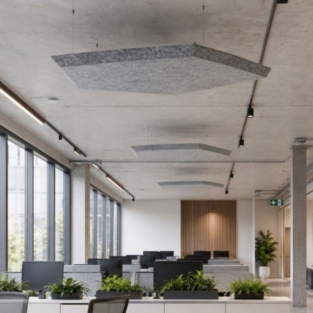 Panneau acoustique suspendu forme polygonale sombre - Silent Block Sky 2