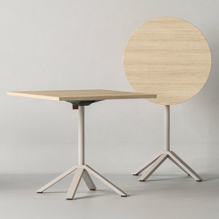 Table de bistro carrée rabattable FLIPTOP pour espaces de pauses professionnelles.