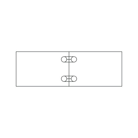 Position de deux raccords FLIPTOP sous la jonction de deux plateaux de table.
