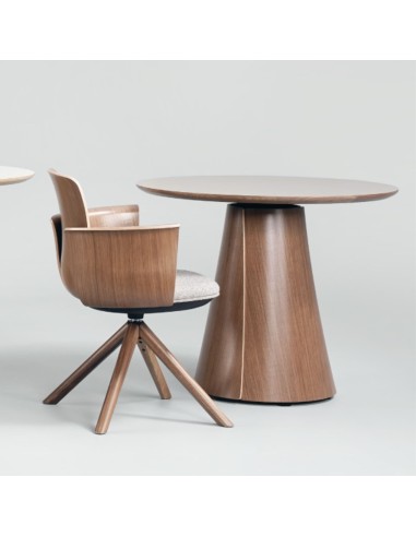 Table de conférence ronde design bois BOTANY avec matériaux durables.