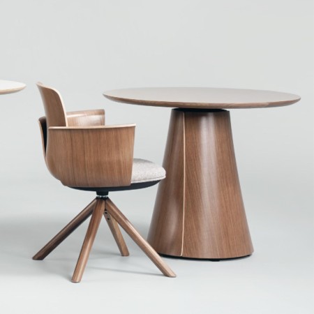 Table de conférence ronde design bois BOTANY avec matériaux durables.