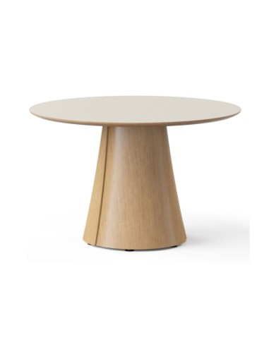 Table ronde design naturel en bois BOTANY 5 personnes pour salles de réunion et conférence.