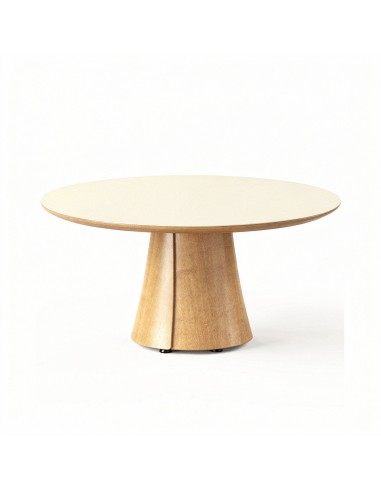 Table basse ronde bois BOTANY Ø90 cm pour espaces de pause en entreprise.