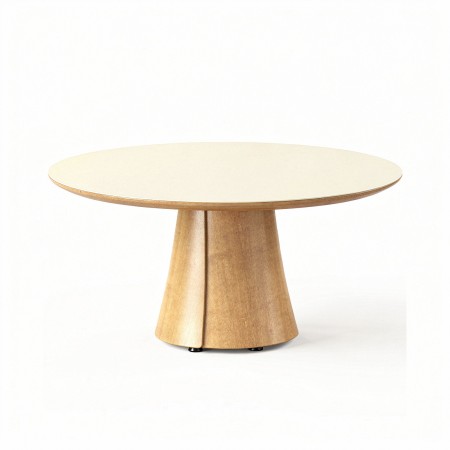 Table basse ronde bois BOTANY Ø90 cm pour espaces de pause en entreprise.